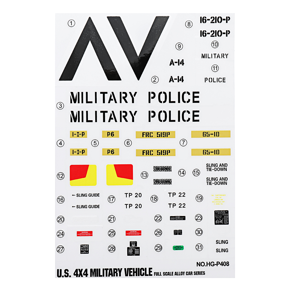 HG P408 1/10 RC Car Model Spare Parts DIY Stickers Decals Sheet for Desert Yellow Body Accessory 