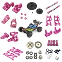 Wltoys 144001 1/14 Upgrade Metal RC Car Parts Swing Arm C Seat Connector Steering Cup Rear Wheel Seat Rod Gear Pink
