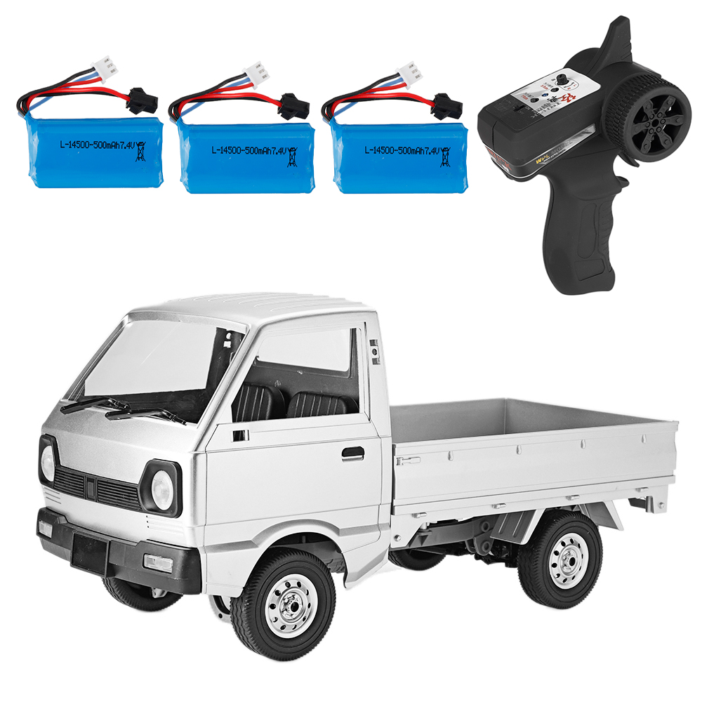 WPL D12 1/10 2.4G 2WD Military Truck Crawler Off Road RC Car Vehicle Models Toy Several Battery
