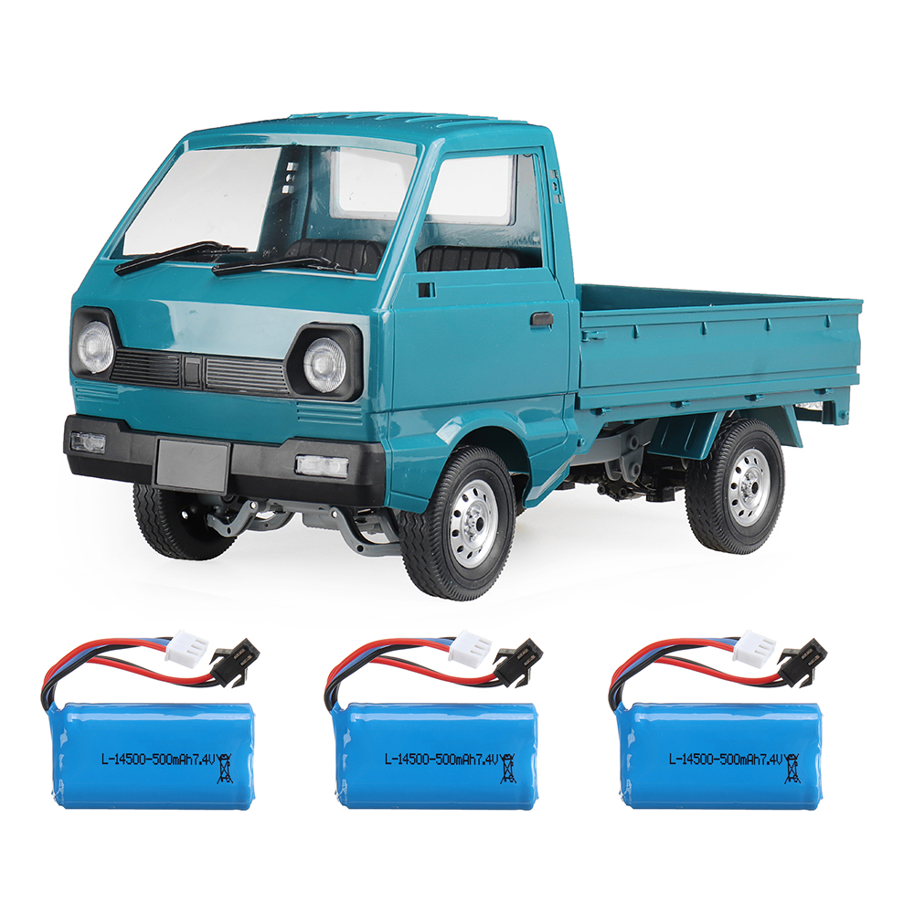 WPL D12 1/10 2.4G 2WD Military Truck Crawler Off Road RC Car Vehicle Models Toy Several Battery Lake Blue