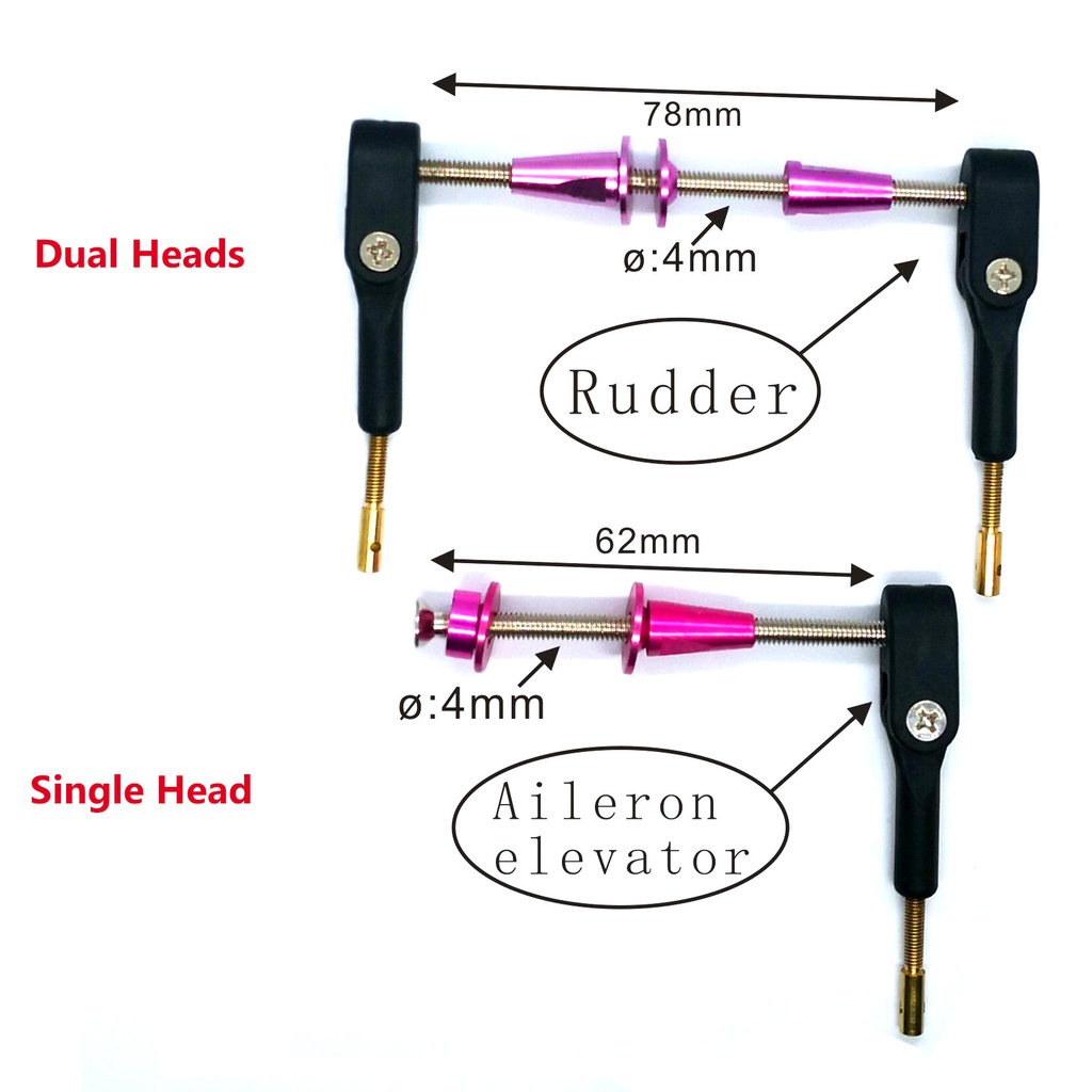 1/2/4/6PCS Dia.4mm Servo Arm Straight Rod Type Single Head/Dual Heads Adjustable Rudder Angle Rocker for Gasoline Engine Aircraft  90 Grades Above Nitro RC Airplane