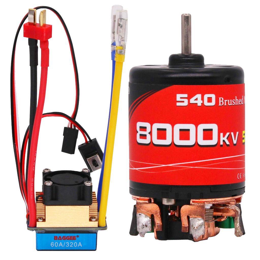BAGGEE 540 55T Brushed Waterproof RC Car Motor 8000KV 60A Double Side ESC For 1/10 SCX10 TRX4 TRX6 RC Car Parts