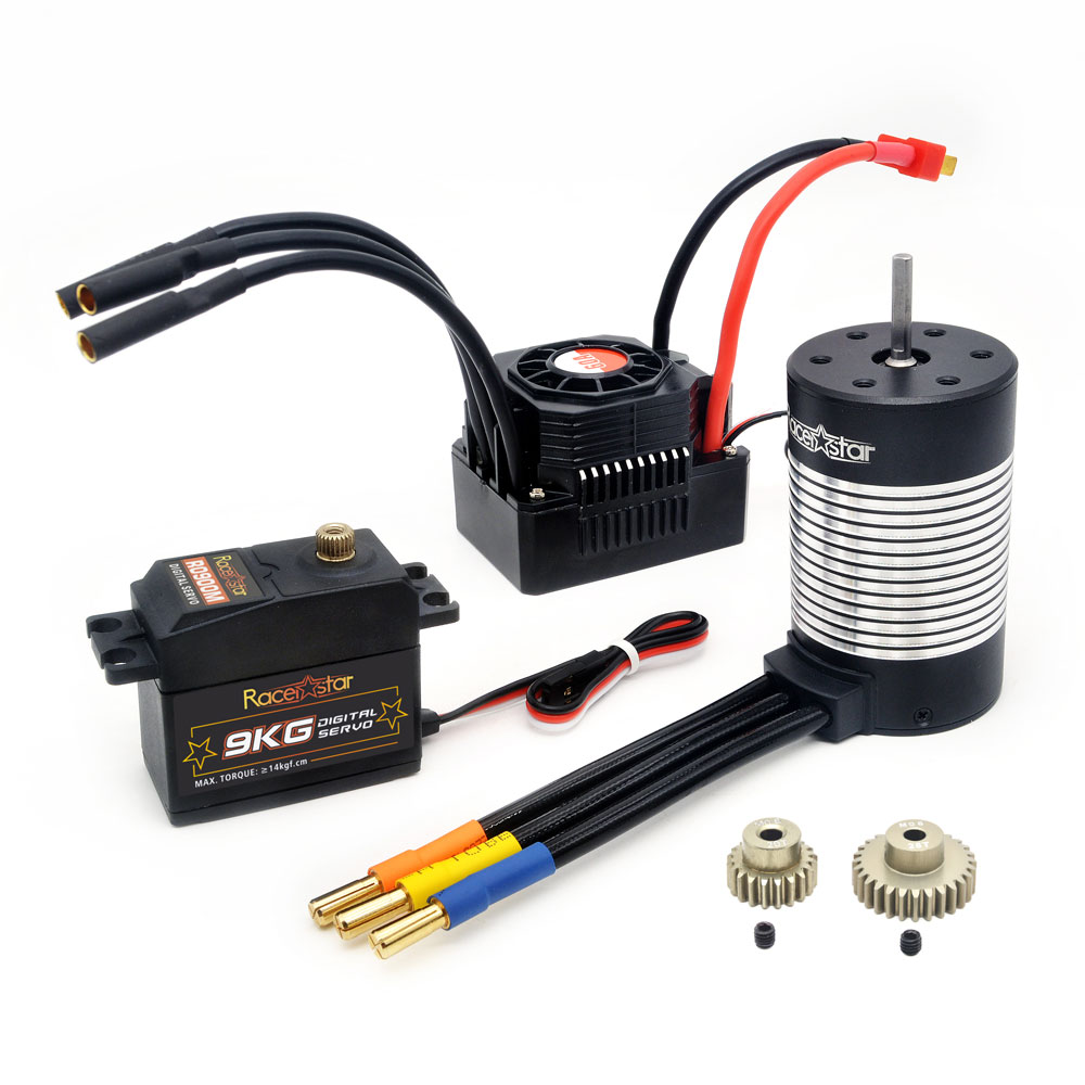 Racerstar 3660 2600KV/3300KV/3800KV Brushless Motor 60A ESC 9KG Servo w/ M0.6 Metal Gears for Wltoys 104001 RC Car Parts
