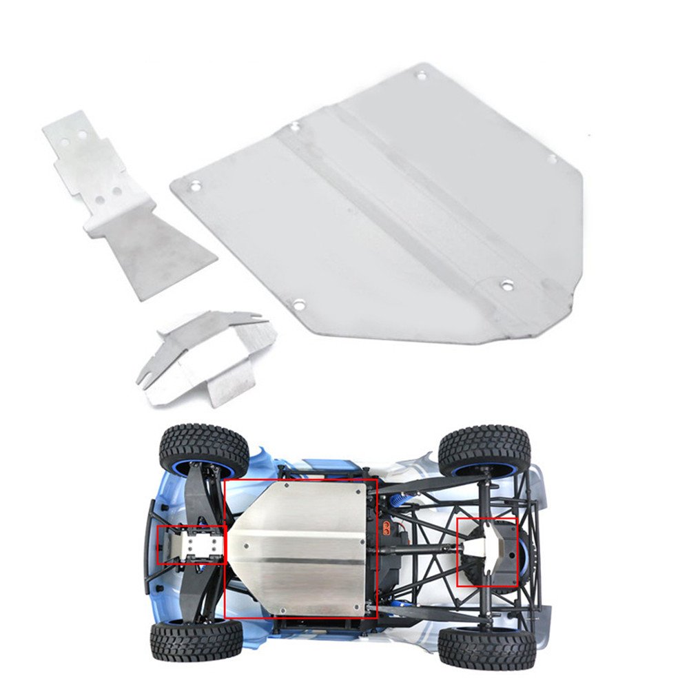 Upgraded Stainless Steel Chassis Armor Protection Skid Plate for LOSI 1/10 BAJA Rei V2 RC Car Vehicles Parts