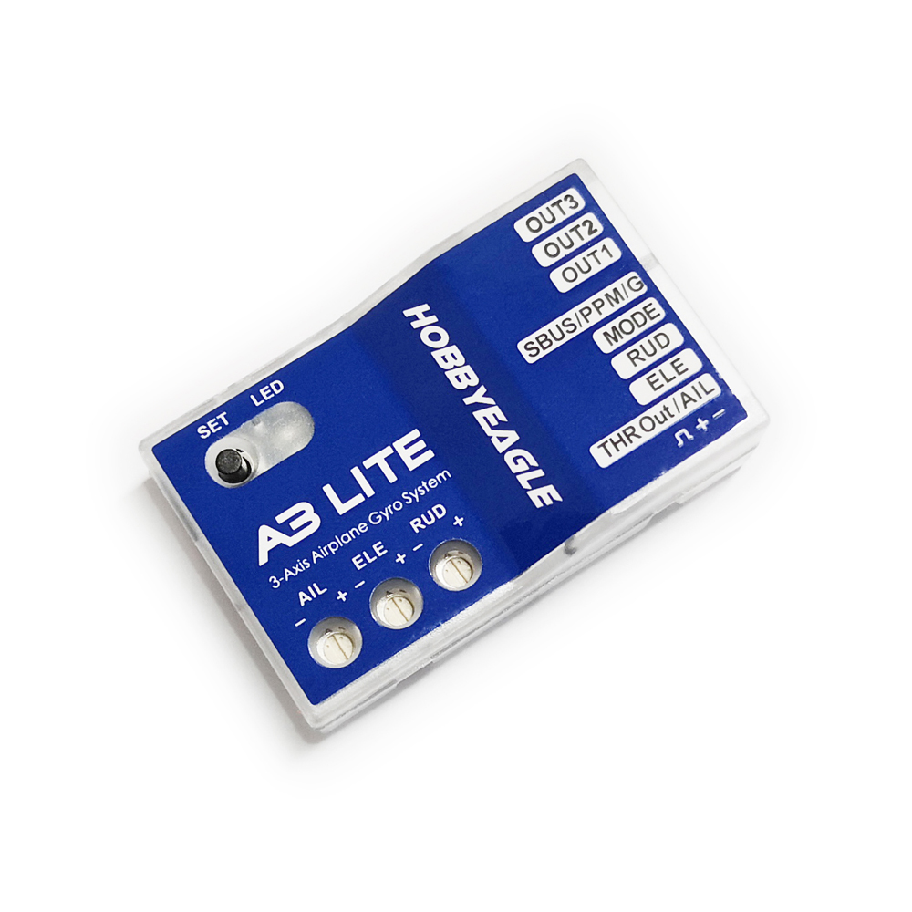 HobbyEagle A3 LITE 3-Axis Gyro Flight Controller Support PWM Receiver For Delta-wing V-Tail RC Airplane Fixed Wing