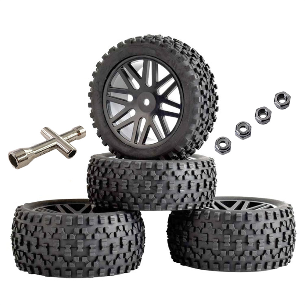 4PCS Tires Wheels 12mm Hex for 1/10 Off-Road Crawler RC Car Vehicles Models Spare Parts