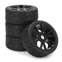 4PCS 17mm Hub Wheel Rim & Tires HSP 1:8 Off Road RC Car Buggy Tyre Black