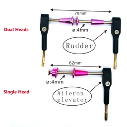 [1805621] 1/2/4/6PCS Dia.4mm Servo Arm Straight Rod Type Single Head/Dual Heads Adjustable Rudder Angle Rocker for Gasoline Engine Aircraft  90 Grades Above Nitro RC Airplane