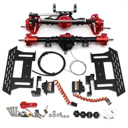 [1908226] 313mm Aluminum CNC Upgrade Full Front Rear Portal Axle With differential lock for 1/10 SCX10 II 90046 90047 RC Crawler Car Axial Spare Parts
