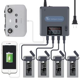 [1935060] YX 4-in-1 Multi Battery Charger LED Display Intelligent Storage Fast Charging Hub AC110-240V for DJI Mini 2 RC Drone