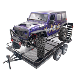 [1940470] Metal Flatbed Simulation Trailer Dual Axis for 1/8 1/10 SCX10 RC Car Crawler Vehicles Model Spare Parts