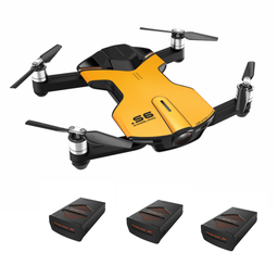 [1950411] Wingsland S6 WiFi FPV With 4K UHD Camera Comprehensive Obstacle Avoidance Pocket Selfie Yellow RC Drone Quadcopter with Three Batteries